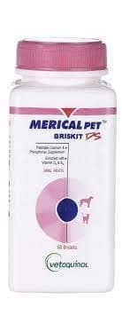 Vetoquinol Merical Pet Briskit Calcium and Phosphorus Dog Supplement, 60 Tablets - Pack of 2