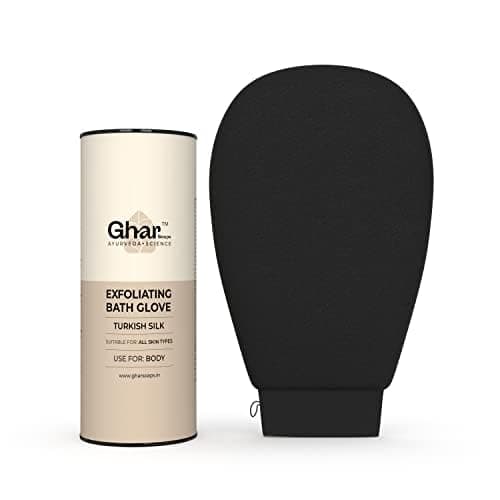 Ghar Soaps Exfoliating Gloves For Dead Skin Body, Black | Loofah for Women/Loofah for Men | Gentle On Skin | Easy To Use | Scrub Gloves | All Dead Skin Cells, Blackheads, Impurities, Sustainable