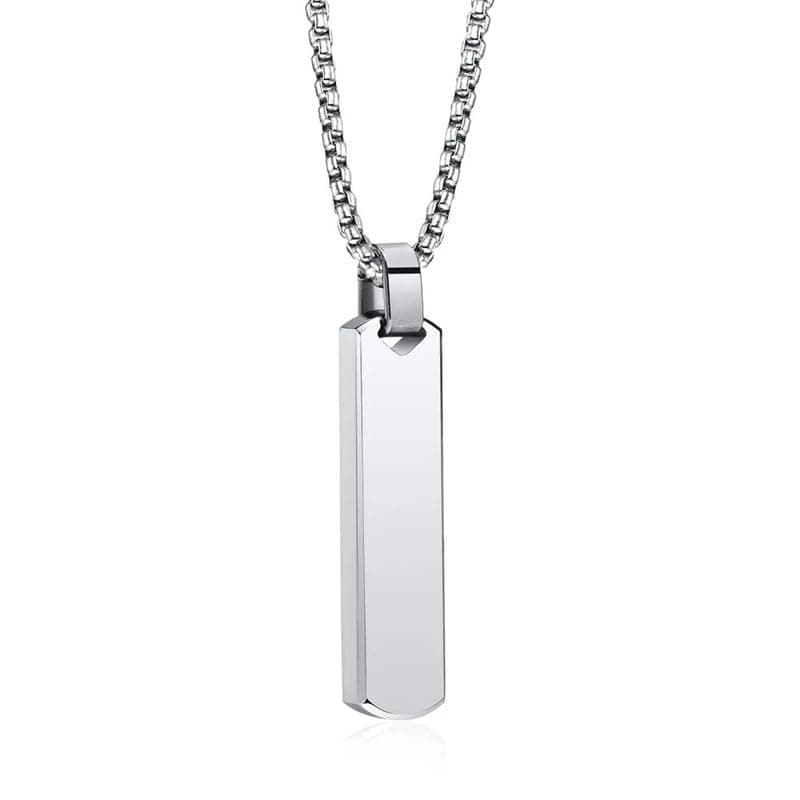 Fashion Frill Silver Chain For Men Stainless Steel Bar Pendant Silver Chain Pendant For Men Boys Love Gifts Mens Jewellery