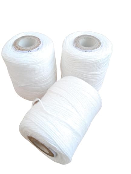 Hookcart Cotton Yarn Roll for Flower Garland Making and Other Crafts, White, Pack of 3