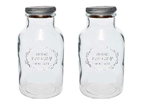 HOMIES Airtight Glass Milk Bottle Candy Jar Pot Storage Container with Push Cork Lid, 500ml Each, Clear, 2 Piece