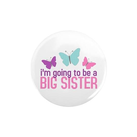 CafePress Butterfly Big Sister To Be Button 2.25" Button, White, One Size