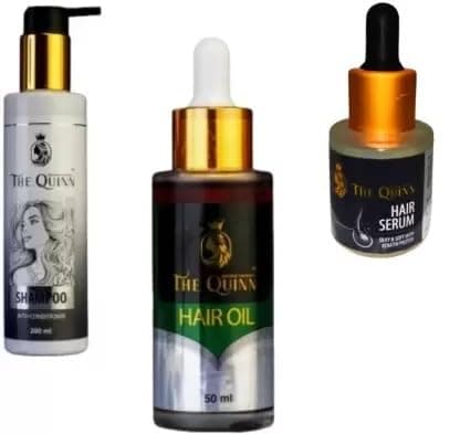 THE QUINN Frizz Fighting Hair Oil for Dry, Damaged Strands (50) with Hair Care Shampoo 200ml and Keratin Protein Serum (20ml) Combo