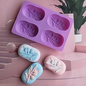ASHGUJ Silicone Soap Mold, 4 Cavity Cat Face Design, Purple and Blue Colors, DIY Handmade Crafts, Reusable BakingMould(Pack OF1)