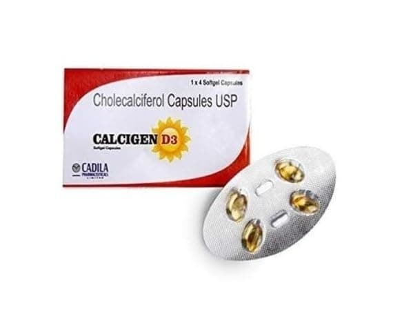 HERBOLOIDS Calcigen D3 Vitamin D3 Cholecalciferol 60000 IU - Pack of 5 * 4 Capsules, Once A Week (4)