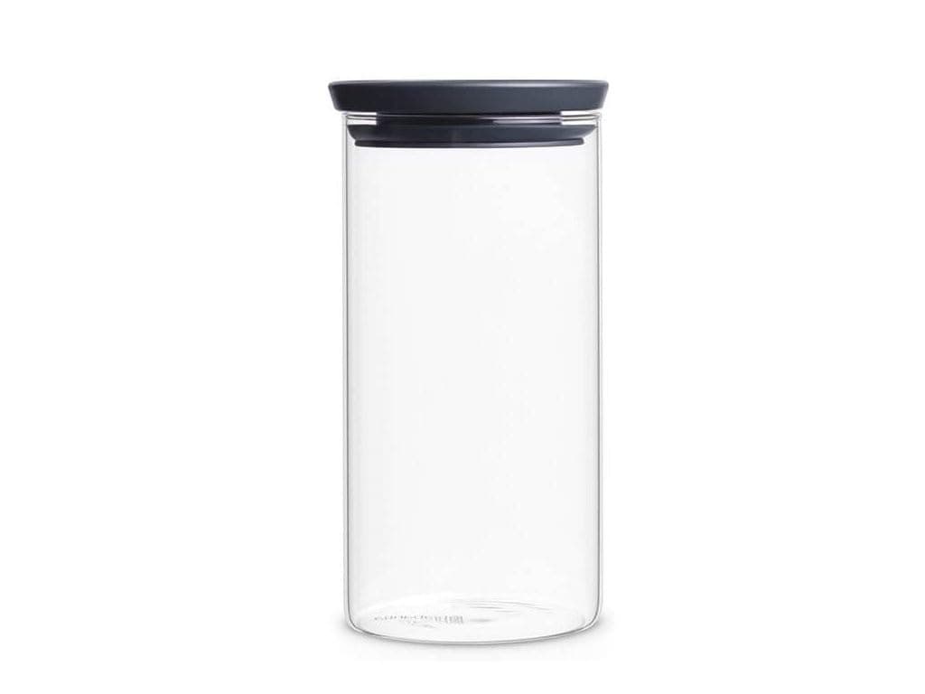 Brabantia Stackable Glass Jar, Grey Lid, for Storage, Accessories, 1.1l, 298264 by Brabantia