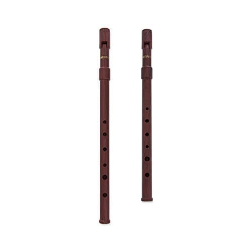 Woodi USA Irish Whistle Wood Grain Key of C & D Tin Penny ABS Whistle - Set of 2