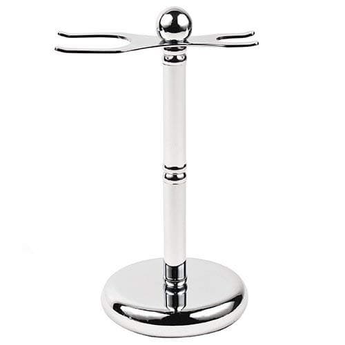 PARKER Safety Razor Deluxe Chrome 2 Prong Safety Razor and Shaving Brush Stand