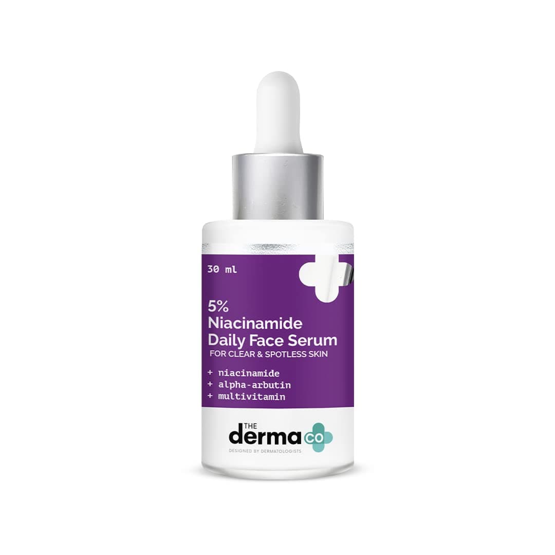 The Derma Co 5% Niacinamide Daily Face Serum with Alpha Arbutin & Multivitamin - 30ml | Clears Skin | Fades Spots
