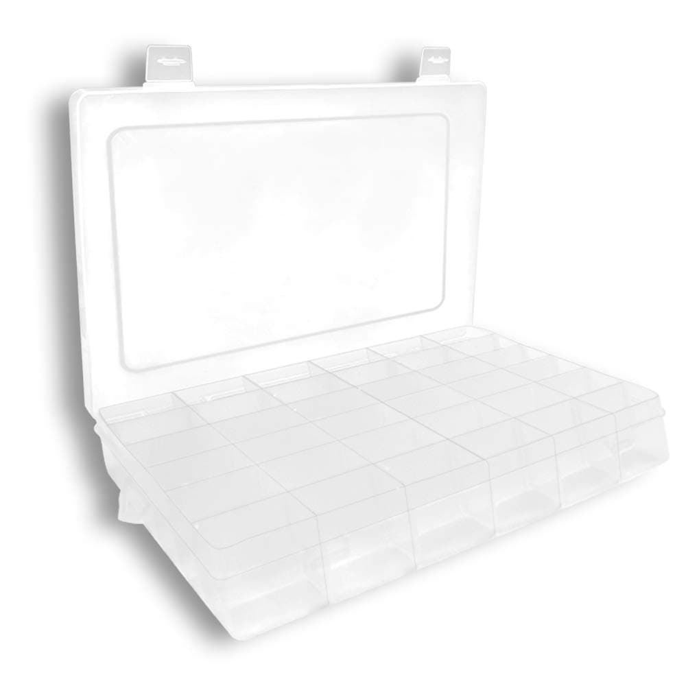 Szsrcywd 36 Grids Clear Plastic Jewelry Box Organizer Storage Container with Adjustable Dividers