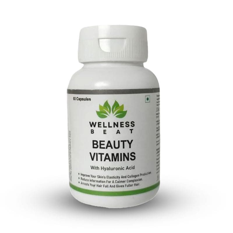 Wellness Beat Beauty Vitamins Capsules | Immunity Booster and Antioxidant | Dietary Supplement for Healthy Skin | Supplement for Glowing Skin and Stronger Hair (60 Capsules)