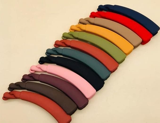 Diversa Self Locking Banana Hair Clips Big Size Hair Clips with Matte Finish for Women and Girls Without Metal Banana Hair Clips Acrylic Hair Claws Non-Slip Hair Clutchers (Multicolor, Pack of 12 Pcs)