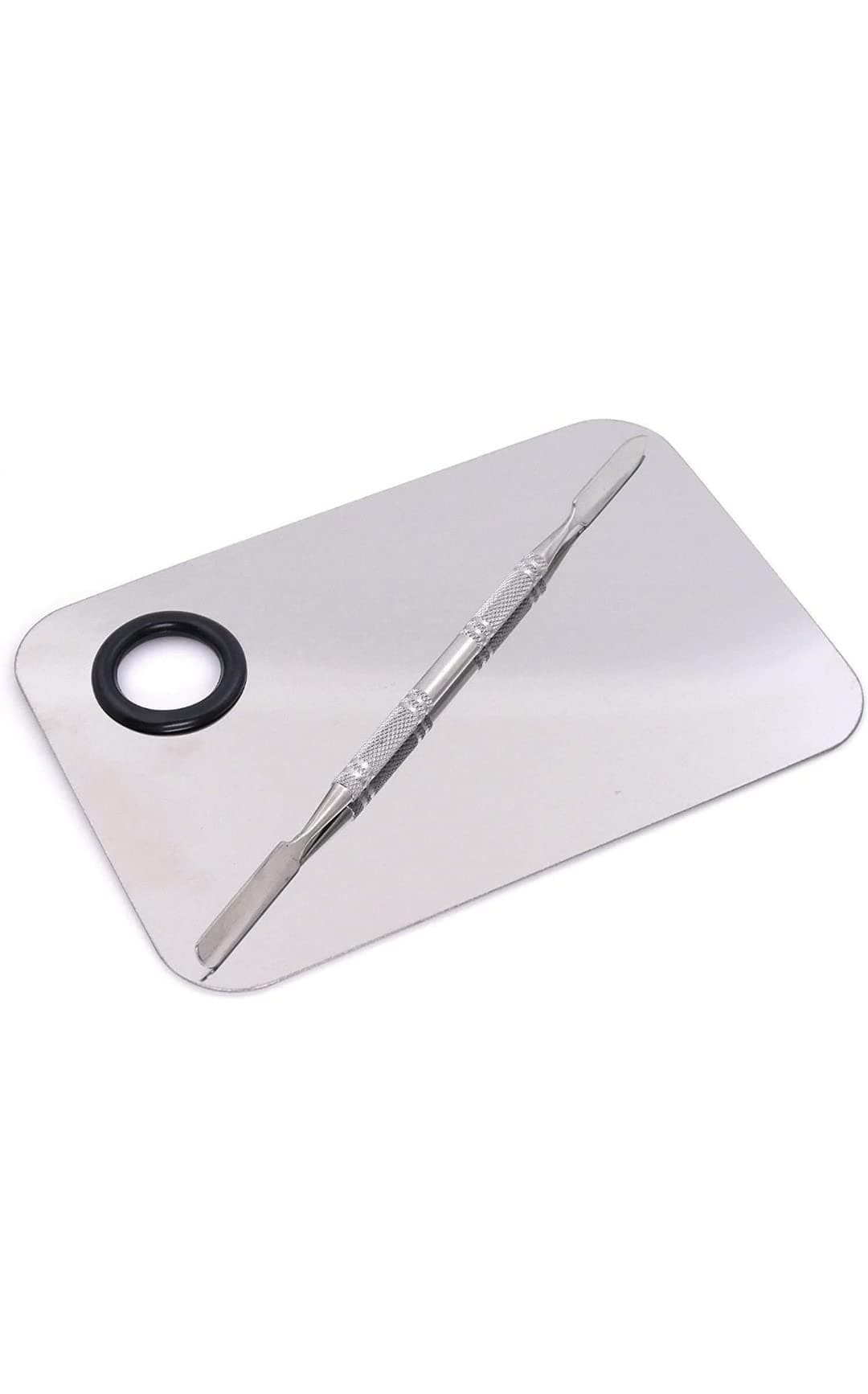Kira Stainless Steel Professional Beauty Salon Color Cream Cosmetic Mixing Makeup Palette, Spatula Makeup Artist Nail Art Tool (Square)