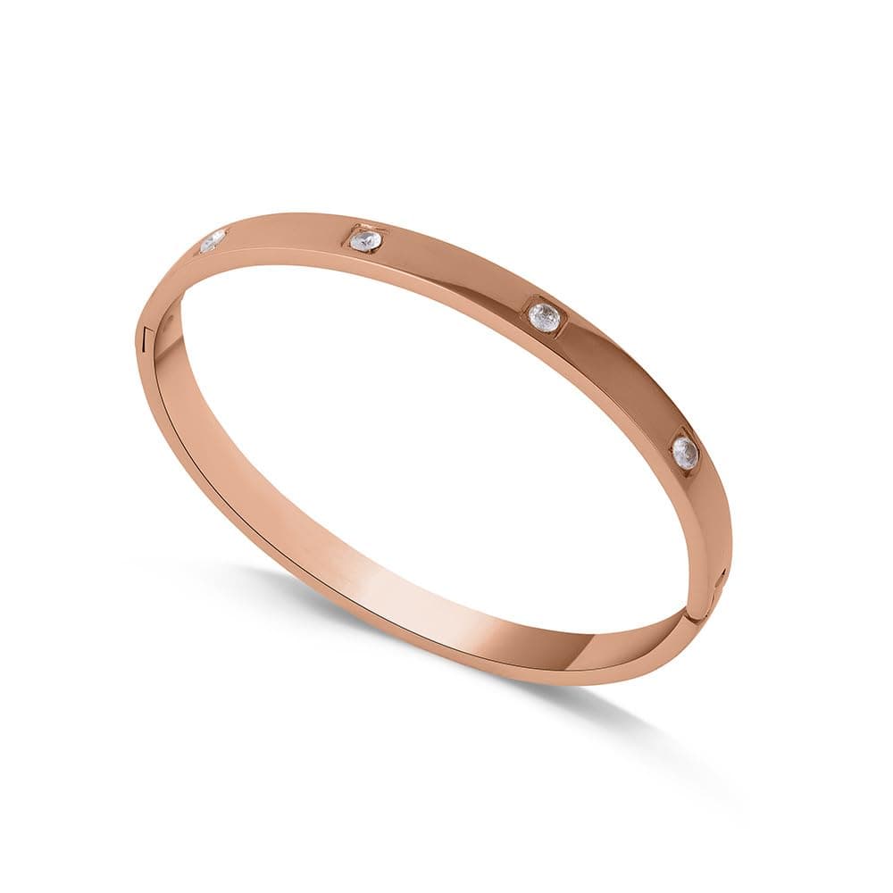 PALMONAS 18k Gold Plated Crystal Love Bangle Bracelet for Women - Waterproof & Anti Tarnish - Gift for Girls & Women