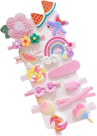 NAKAS 14 Pcs Multi Unicorn Ice Cream Hair Clips Set Baby Hairpin For Kids Girls Toddler Barrettes Hair Accessories (Pink Colour)