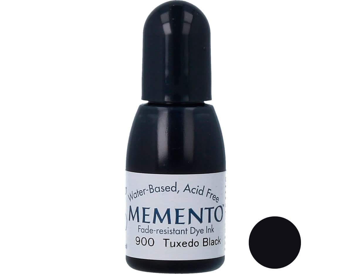 Tsukineko 1/2 Fluid Ounce Memento Fade-Resistant Water-Based Dye Inker, Tuxedo Black