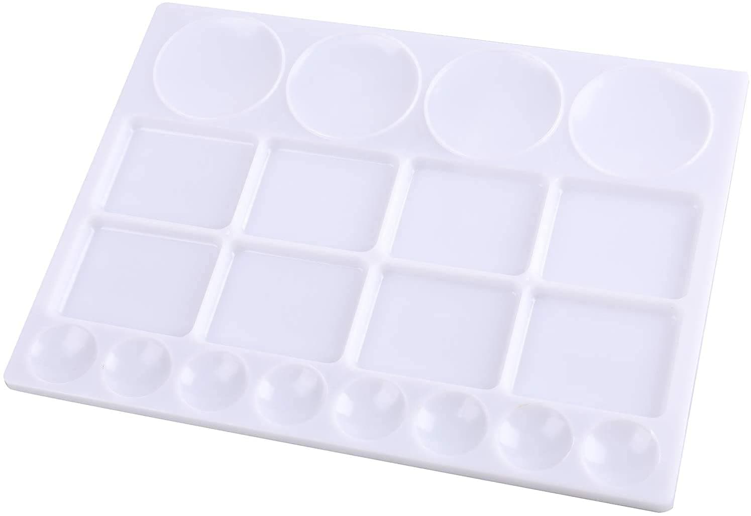 Kabeer Art Rectangle 20 Well Plastic Painting Palette 32.5x25cm for Watercolor, Acrylic and Oil Painting