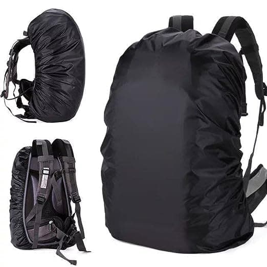 OLMARTT KITCHENWARE Waterproof Backpack Rain Cover with Storage Pouch, Universal Size, Black, Adjustable Elastic Protection for Laptop, School, Travel and Trekking Bags