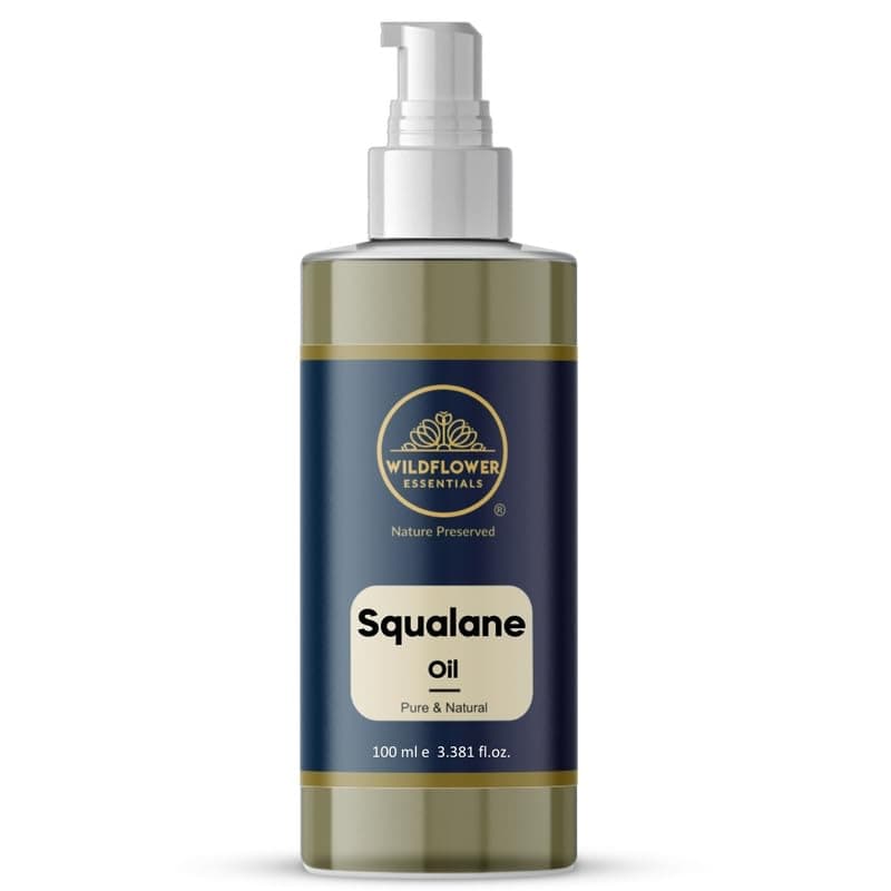 Wildflower Essentials Squalane Oil 100% Pure & Natural For Face, Hair, Skin, Body Hydration Lightweight Moisturisation for Dry Skin, Non-Comedogenic (100 ml)