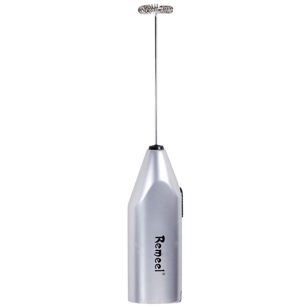 Remeel Handheld Milk Frother with Stainless Steel Whisk, Portable and Powerful Foam Maker for Morning Coffee, Latte, Cappuccino, Hot Chocolate (Sliver)