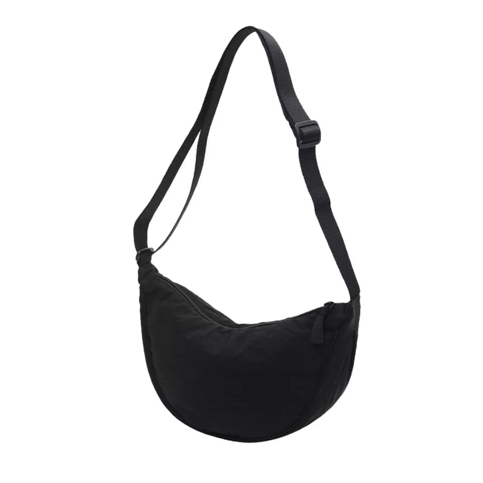 GLOSSY Crescent Bag Half-moon Shaped Crossbody Shoulder Bag with Adjustable Strap for Women Men School Sport Travel