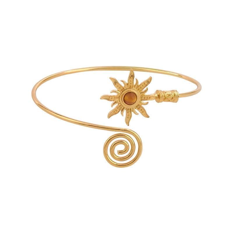 squishy Arm Cuff Jewellery for Women, Cuff Bracelet for Woman, Stylish Latest Hand Bracelet for Women, Gold Tone Sun Design, Suitable for Wedding Party Fashion Enhancement