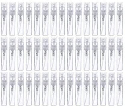 Hunky Dory 60pcs 5ml Mini Transparent Empty Plastic Pocket Pen Spray Bottle Refillable Bottle Sanitizer, Toner, Perfume, Attar, Lotion, Moisture, Oil (Pack of 60)