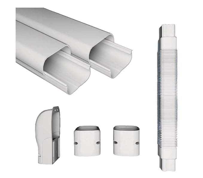 Airshield PVC Air Conditioner Line Set Cover Kit Basic 8 feet coverage (No Elbows) | Mini Split Air Conditioner Heat Pump Accessories | Decorative White Professional Grade AC Line Set