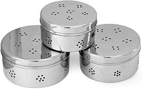 champriti Coriander Storage Box Tulsi Mint Curry Leaves Storage Box Stainless Steel - Set of 3