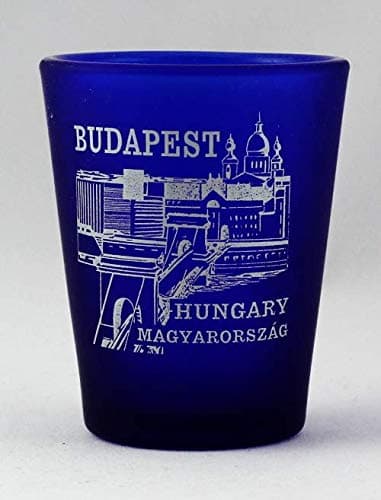 World By Shotglass Budapest Hungary Cobalt Blue Frosted Shot Glass