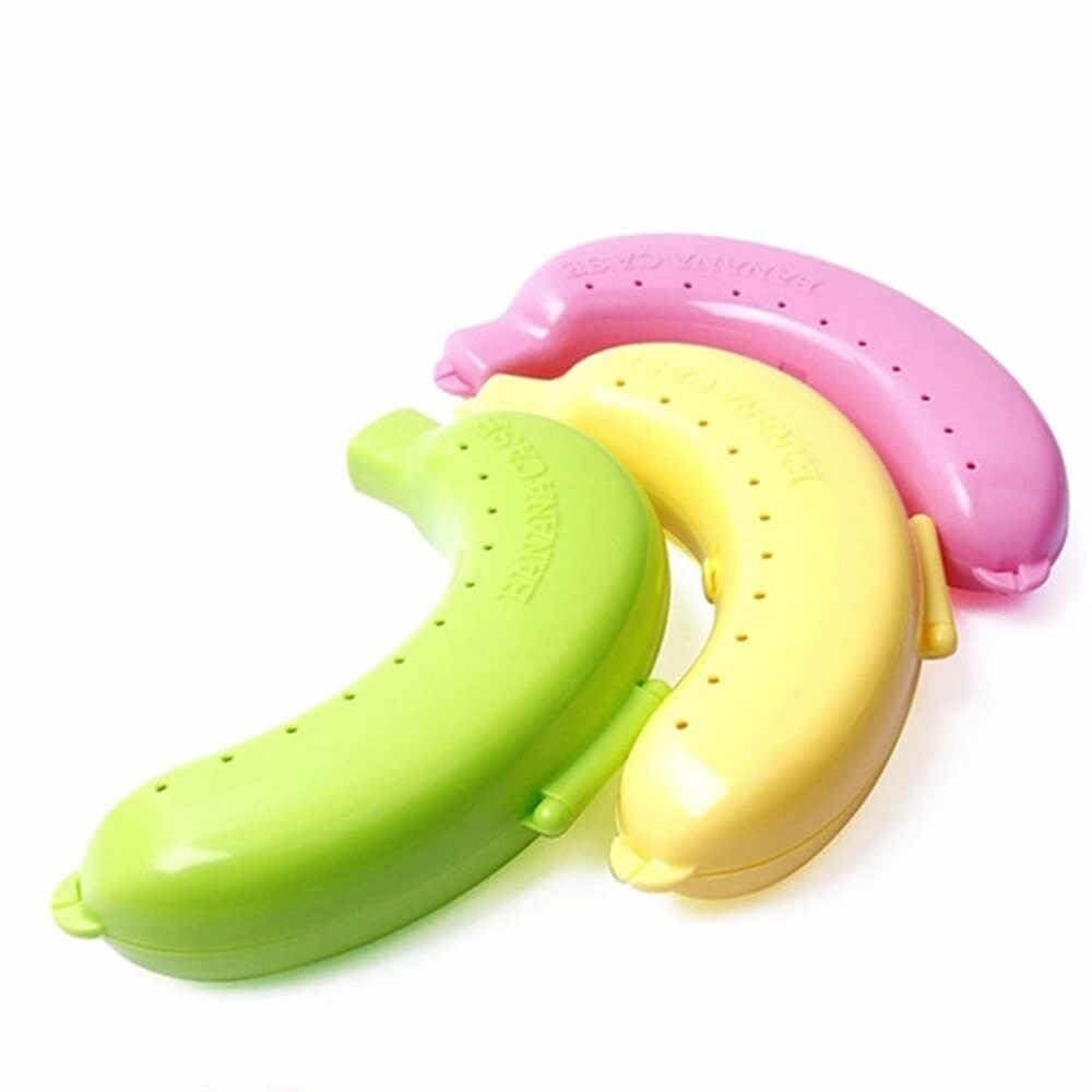 Banana Storage Container Set of 3 BPA-Free Plastic Fruit Case for Lunch Box and Travel, Multicolour Banana Box Plastic Banana Storage Case for Travel School Lunchbox Keeps Fruits Fresh & Protected