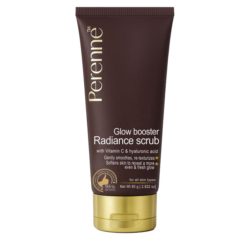 Perenne Glow Booster Scrub with Vitamin C, Hyaluronic Acid for All Skin Types (80 gm) - Detan , Exfoliates, Removes Dead Skin Cells, Deeply Cleanses, Detoxify Skin for Men and Women