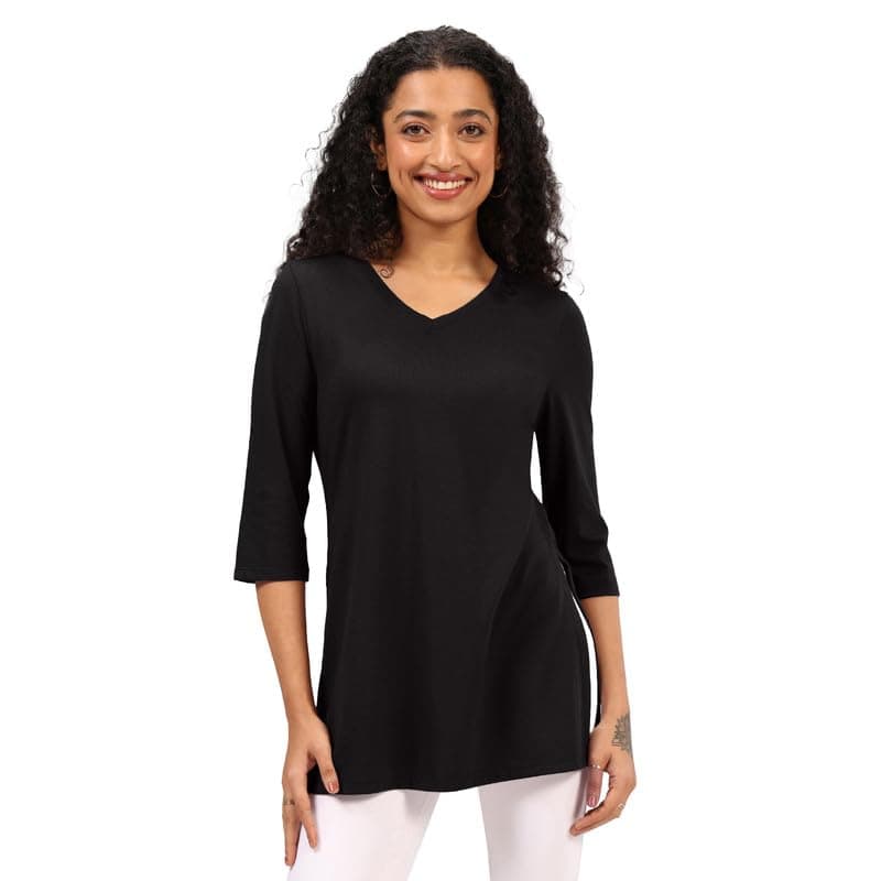 BlissClub Cotton Pro Kur-Tee, Cotton-Like Comfort, Sweat-Free Confidence, Tunic Length, High Slits, Dual-Plated Fabric, Flattering silhoeutte