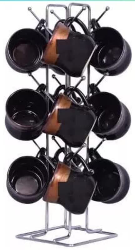 AB99 COLLECTION Stainless Steel Cup Rack for Kitchen, Coffee Mug Stand, Tea Mug Holder, Dinning Tabel Cup Holder for 12 Cups V Shape Cup Stand For Kitchen (Silver) (Pack of 1)