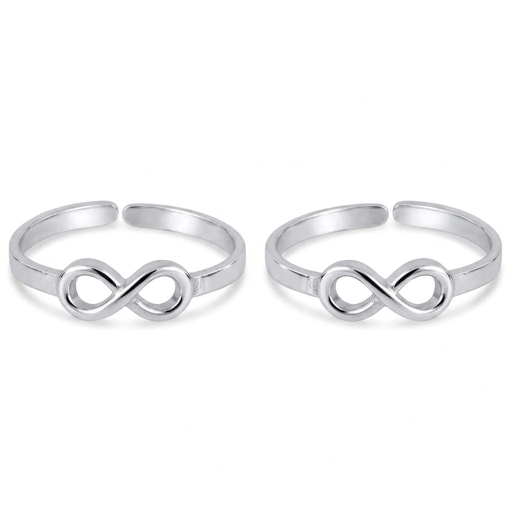 NEMICHAND JEWELS Pure 925 Sterling Silver Infinity (Leg Finger Rings) Chandi Bichiya Toe Rings For Women