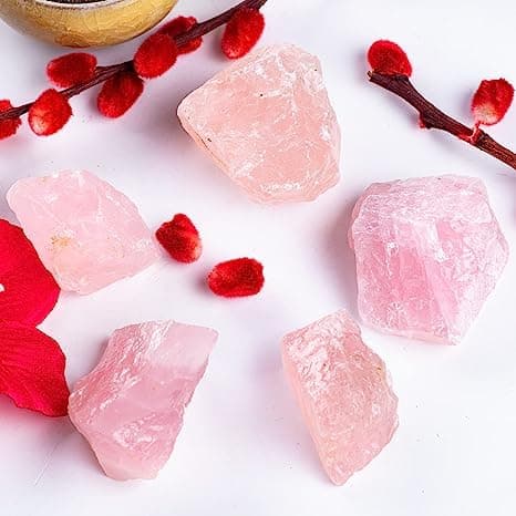 AERIZA GEMS Natural Rose Quartz Stone Rough Raw Crystals Healing Meditation Stones.
