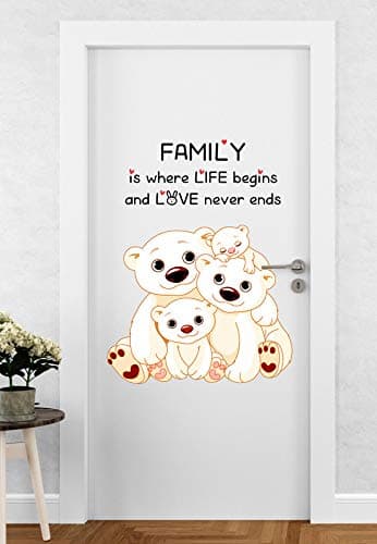 DivineDesigns Vinyl Family Bears Door Sticker Ideal for Kids Room, Living Room, Bedroom, Office Bedroom, Nursery Decoration for Baby Boy, Girl Room Dcor (Multicolour, Standard) Pack of 1