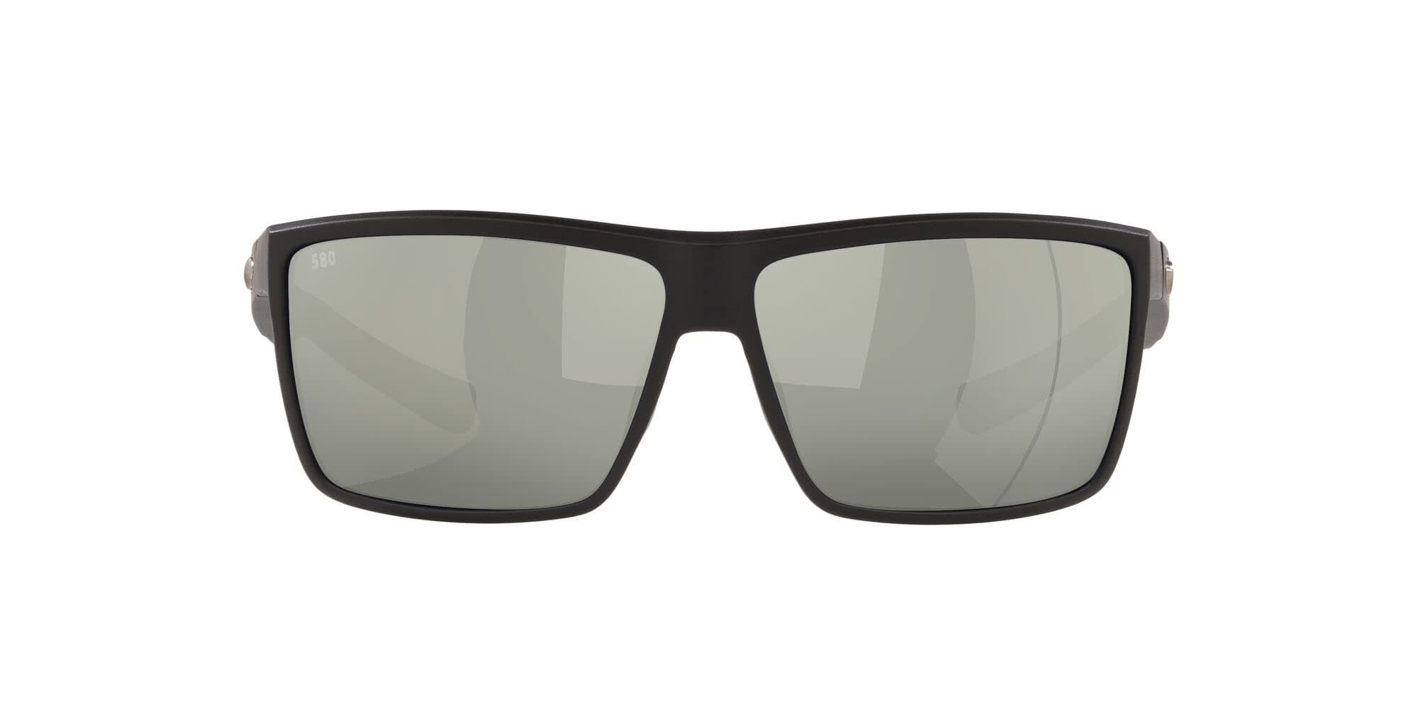 Costa Del Mar Men's Rinconcito Rectangular Sunglasses, Matte Black/Grey Silver Mirrored Polarized-580g, 60 mm