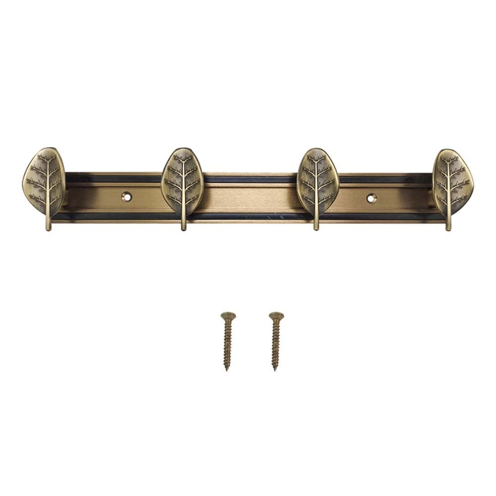 VOLO Wall Mounted Antique Leaf Design 4 pin wall Hook for Home and Offices.(Color: Antique)