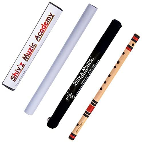 Shiv'z Muzic Flute | D Sharp Medium | Right Handed | Premium Bamboo Bansuri | Middle Octave | 16 inches (with Written Manual & Bag)