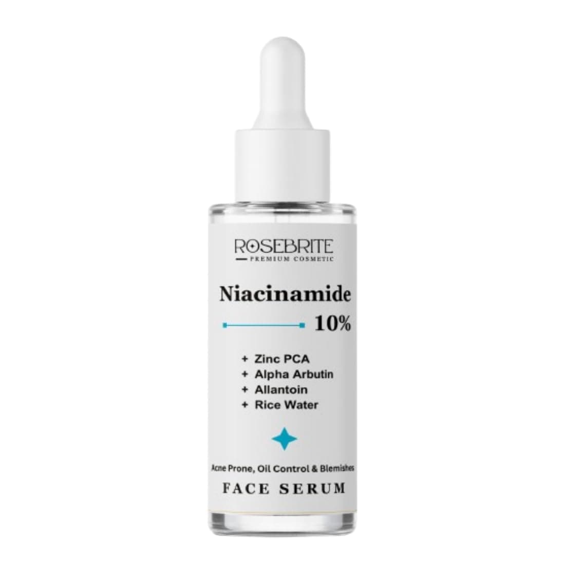 Rosebrite Oil Control & Pore Minimization Niacinamide 10% Face Serum with Zinc PCA, Alpha Arbutin, Allantoin, Rice Water for Reduces Acne Marks, Minimizes Pores, Controls Oil & Brightens Skin