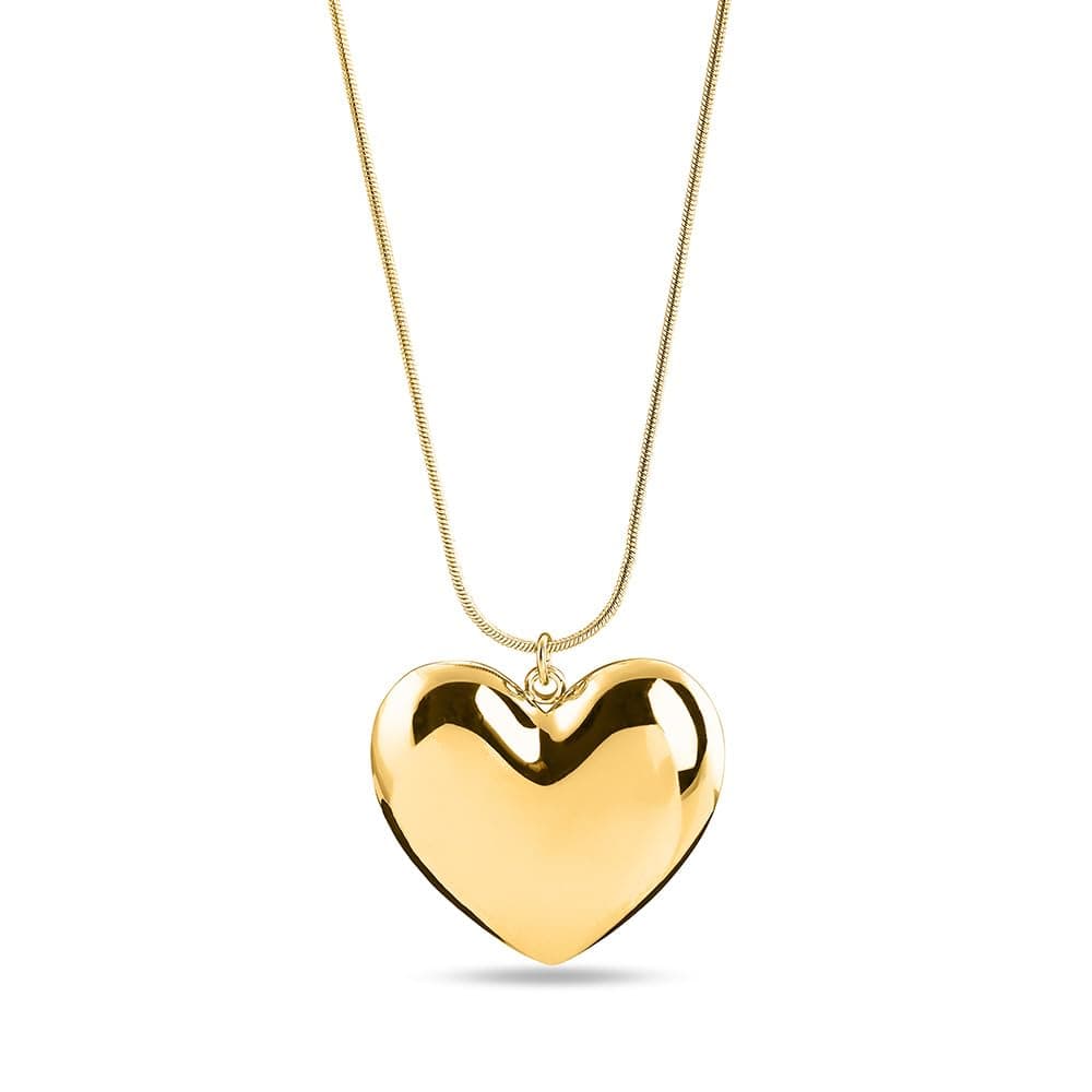 PALMONAS Golden Heart Charm Chain Necklace for Women - 18K Gold Plated Necklace, Women's Jewellery | Gift for Girls & Women