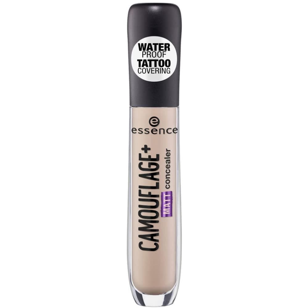 Essence CAMOUFLAGE+ MATT concealer 20 light ivory, liquid concealer, light ivory shade, waterproof, full coverage, matte finish, 5 ml