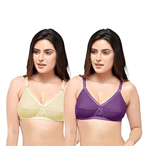 Naidu Hall Bra for Women | Non-Padded | Non-Wired | Cotton Bra for Women Daily use | Everyday Bra for Women | Criss-Cross Neck Line | Full Coverage Bra for Women Combo Pack