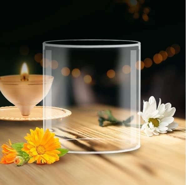 Ein Sof Diya Glass Cover Only - Borosilicate Akhand Jyoti and Dhoop Wind Protector , Pooja Deepam Jyot Glass Cover (Medium)