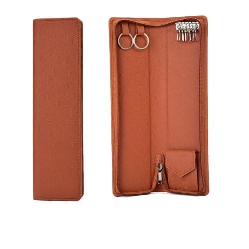 essart PU Leather Key Case Pouch with 6 Hooks and Zipper Closure – Premium Key Organizer for Men and Women