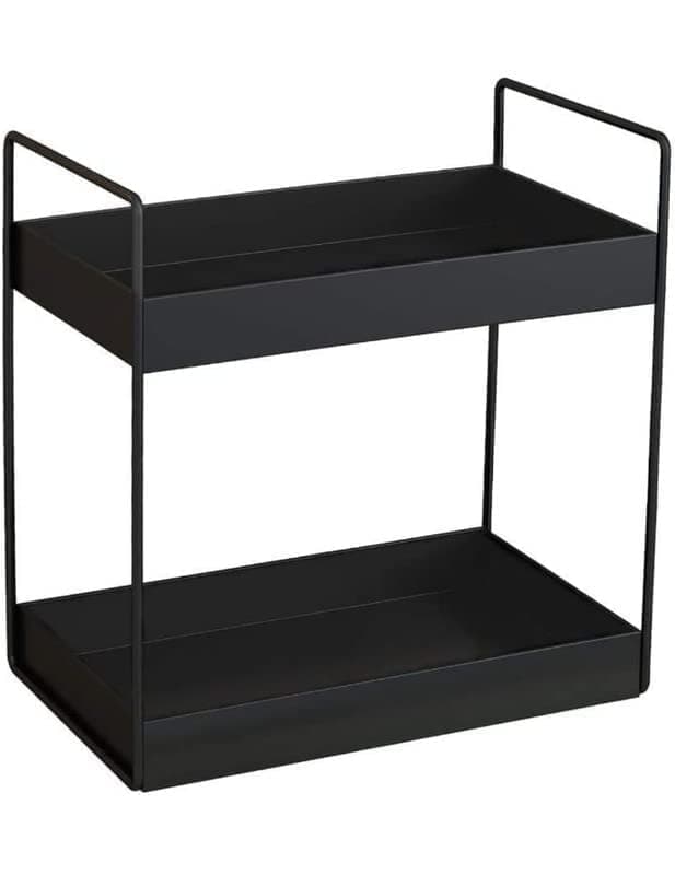 Cri8Hub Metal Heavy 2-Tier Bathroom Countertop Organizer Decorative Vanity Cosmetic & Makeup Storage Kitchen Spice Rack Standing Shelf Storage Shelf Organizer, Black In Colour