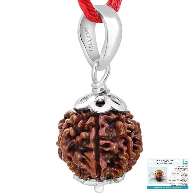 Arihant Gems & Jewels® Original 7 Mukhi Rudraksha Silver Pendant 925 | Certified Nepali Rudraksha Pendant for Money, Success & Positive Energy | Unisex Spiritual Jewelry.