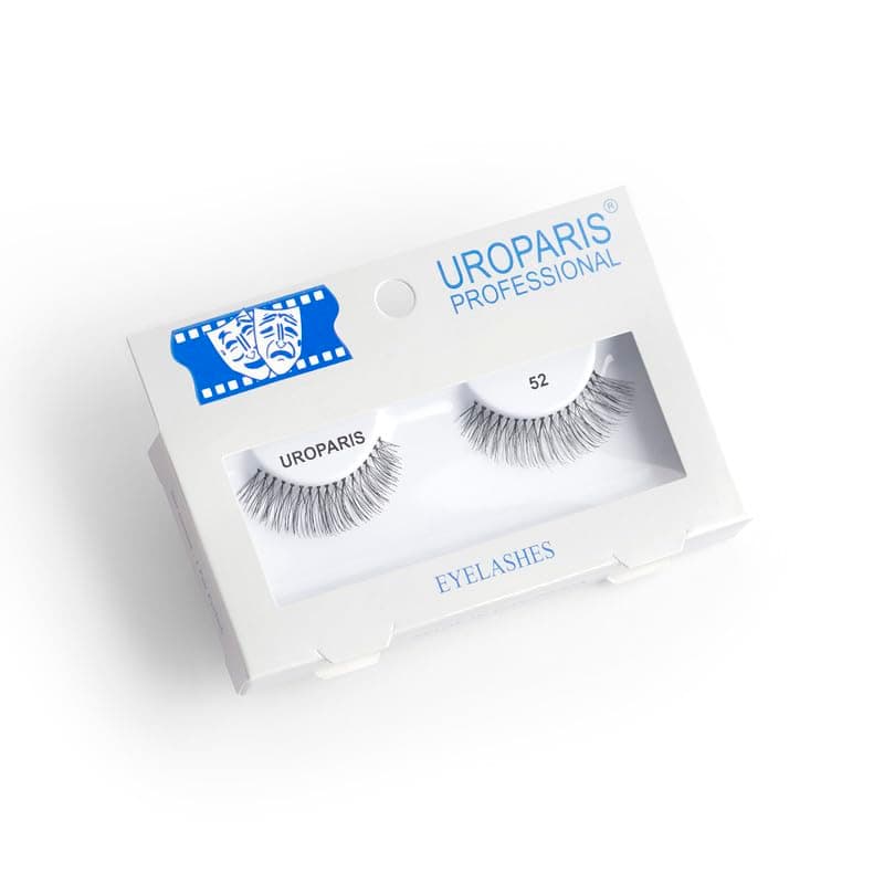 Uroparis 52 Eyelashes for Women — Tapered Handmade Eye Lashes | Lightweight False Lashes with Premium Virgin Hair | Invisible Band | For Glam Look & Enhance Beauty (Black) - 1 Pair