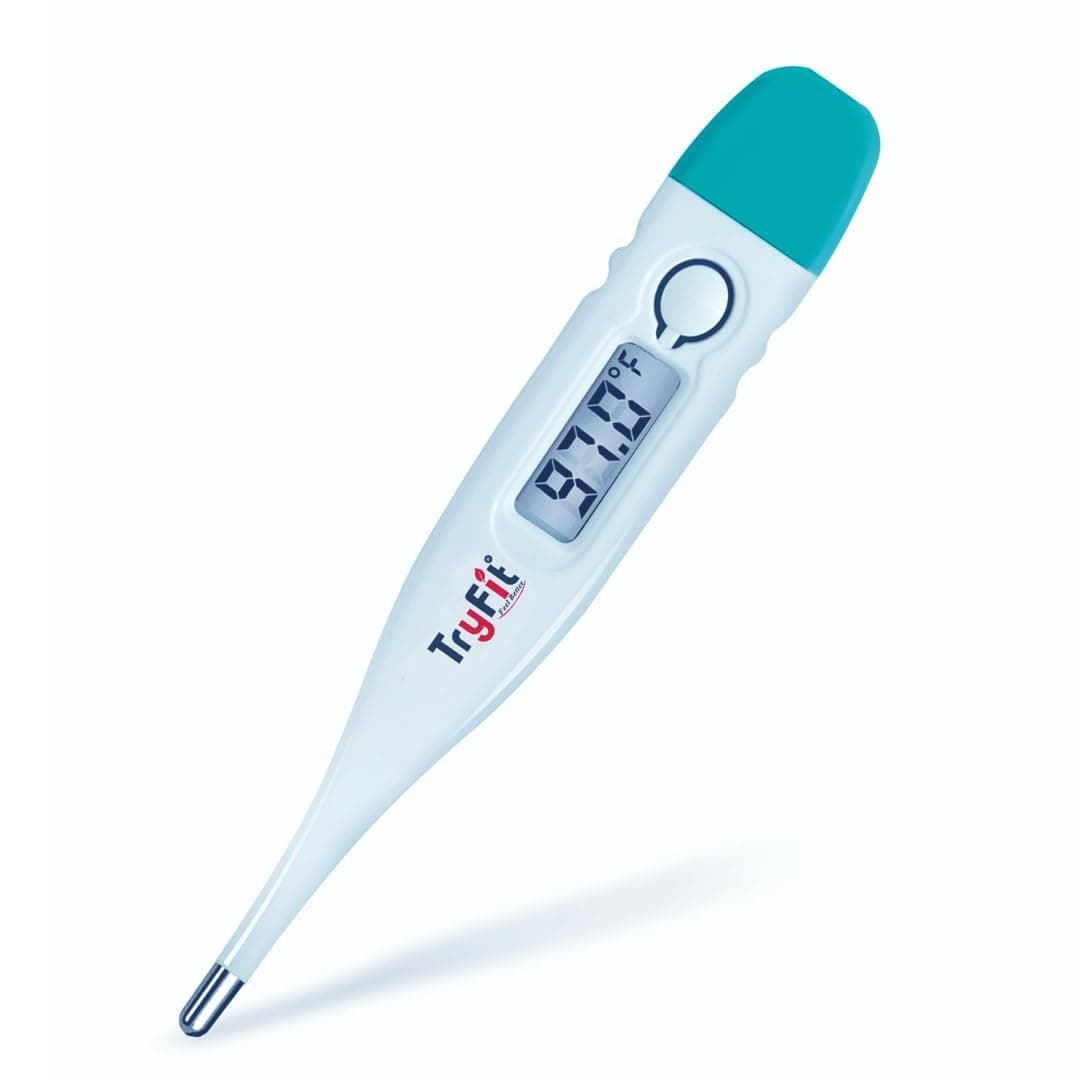 TryFit Digital Thermometer for Babies, Kids, Adults & Pets | 60 Sec Fast Reading | Dual Mode °C/°F | LCD Display | Beep Alert | Mercury-Free | 1 Year Warranty | Battery Included